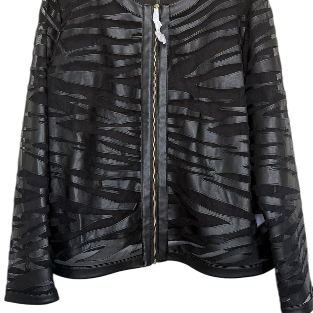 Colleen Lopez Black Jacket Women’s Size XL Faux Leather and Mesh NWOT - Picture 2 of 8